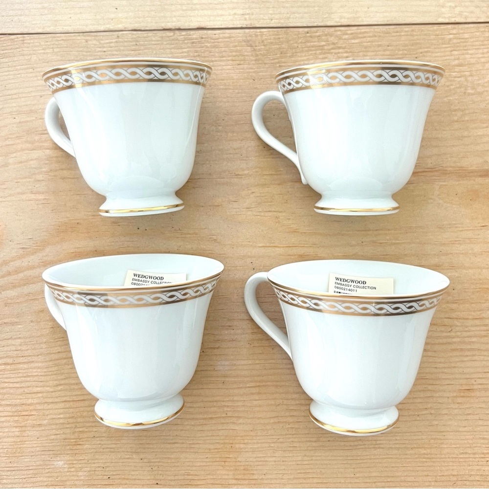 NEW Vintage Set of 4 Wedgwood Embassy Collection Granville Tea Cups